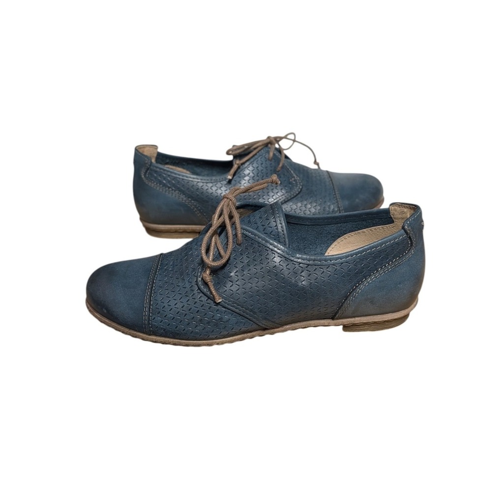 Taos Jiminy Blue Leather Perforated Oxfords Lace Up Shoes W7-7.5 EU 38 Comfort